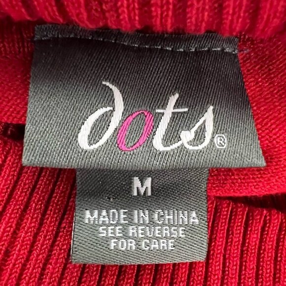 Dots Womens Pullover Sweater Red Knit Long Sleeve Cold Shoulder Cowl Neck Medium - Picture 10 of 10